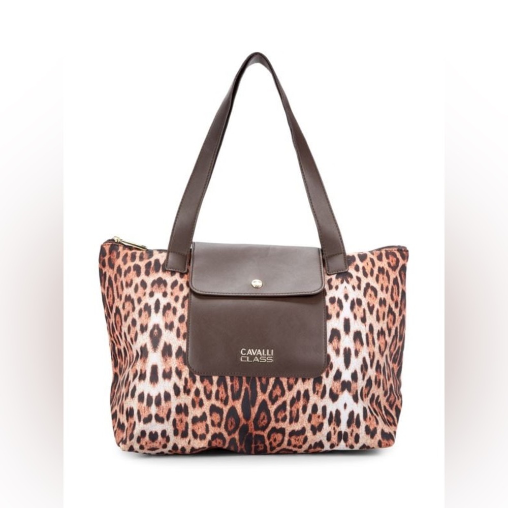 Cavalli Class Women’s Leopard Print Nylon Tote Bag OS NWT